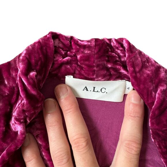 A.L.C. Kiera Dress Crushed Velvet Pink - Picture 7 of 13